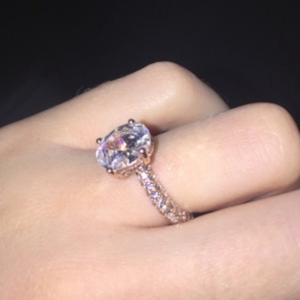 2.5 OVAL 14K SOLID ROSE GOLD ENGAGEMENT RING NWT